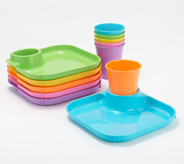 GreatPlate 12-Piece Square Food and Beverage Serving Set - Brights